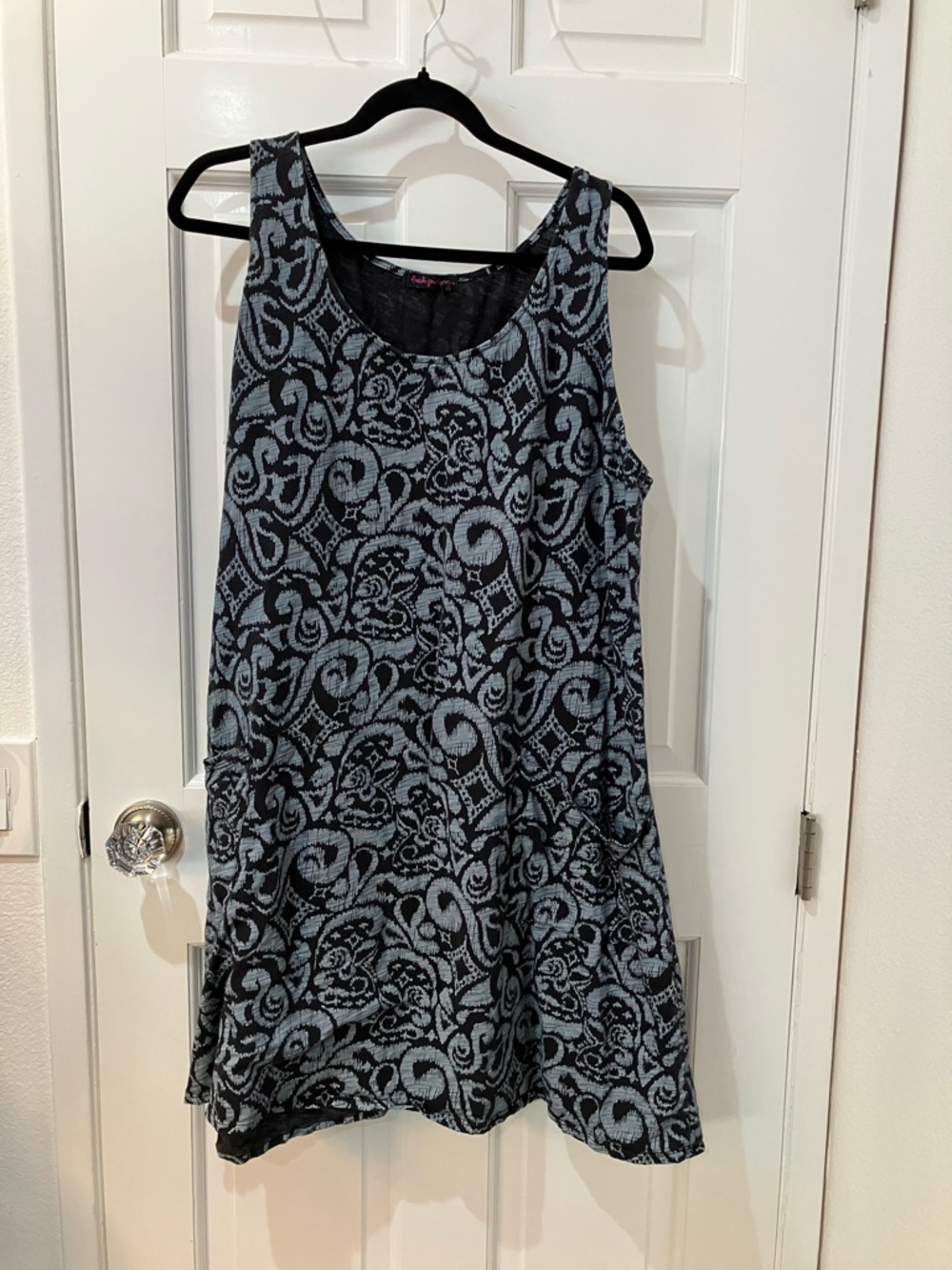 fresh produce Black & Light Gray Swirl A-Line Dress